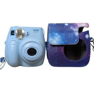 Fujifilm Instax Mini 7S Instant Film Camera Light Blue w/ Galaxy Case Strap